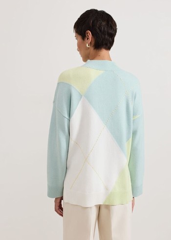 Phase Eight Darla Argyle Knitwear Light Green Australia | HZ9042715